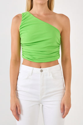 GREY LAB - Ruched One Shoulder Crop Top - TOPS available at Objectrare