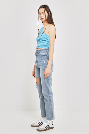 GREY LAB - Ruched One Shoulder Crop Top - TOPS available at Objectrare
