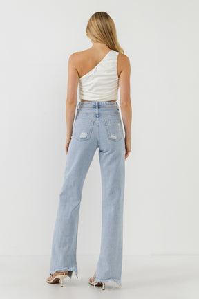 GREY LAB - Ruched One Shoulder Crop Top - TOPS available at Objectrare
