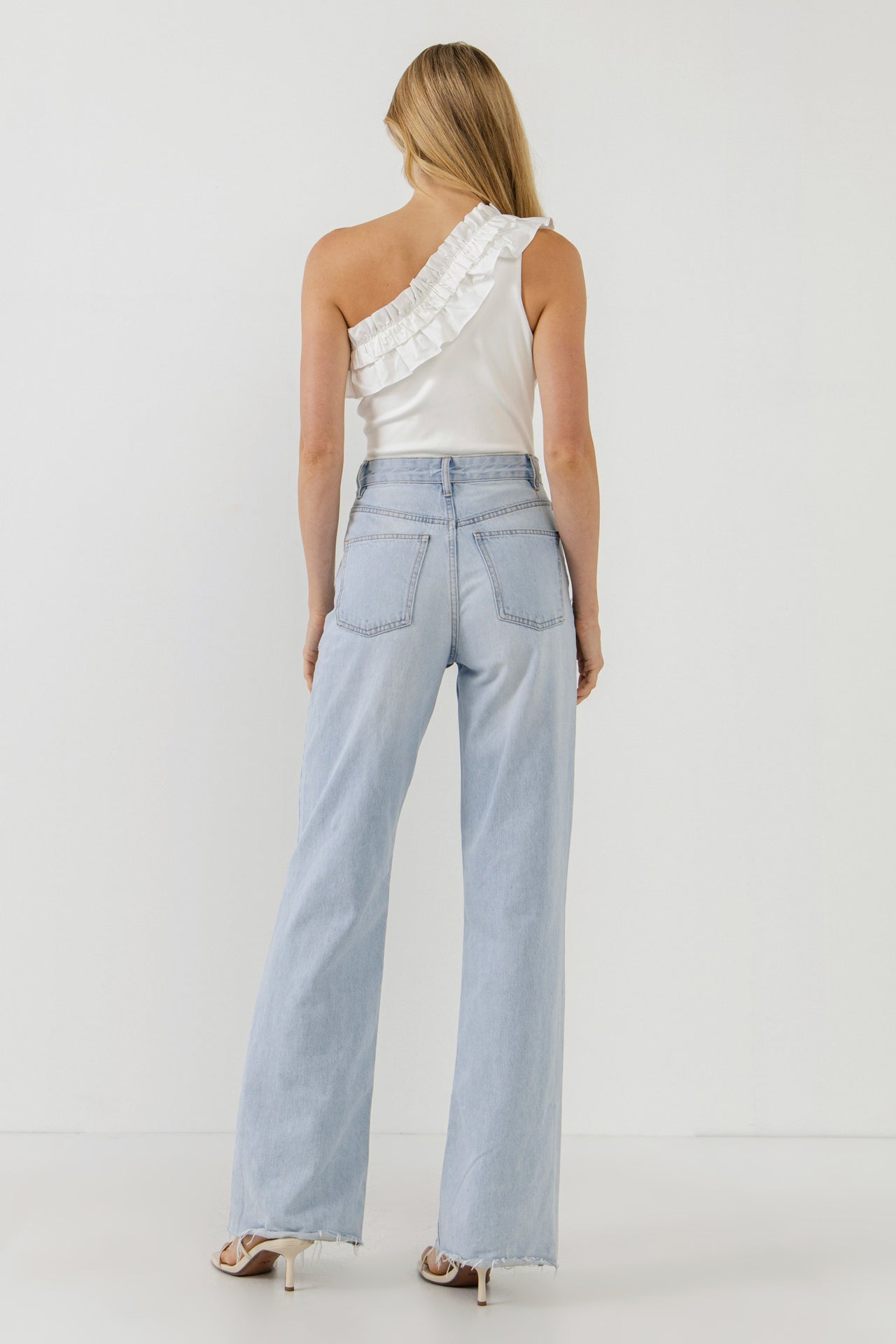 ENDLESS ROSE - Ruffled Asymmetrical Bodysuit - TOPS available at Objectrare