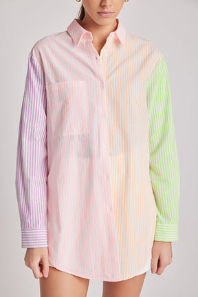 ENGLISH FACTORY - Striped Color Block Shirts - BLOUSES available at Objectrare