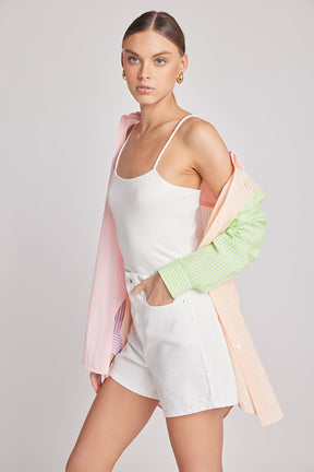 ENGLISH FACTORY - Striped Color Block Shirts - BLOUSES available at Objectrare