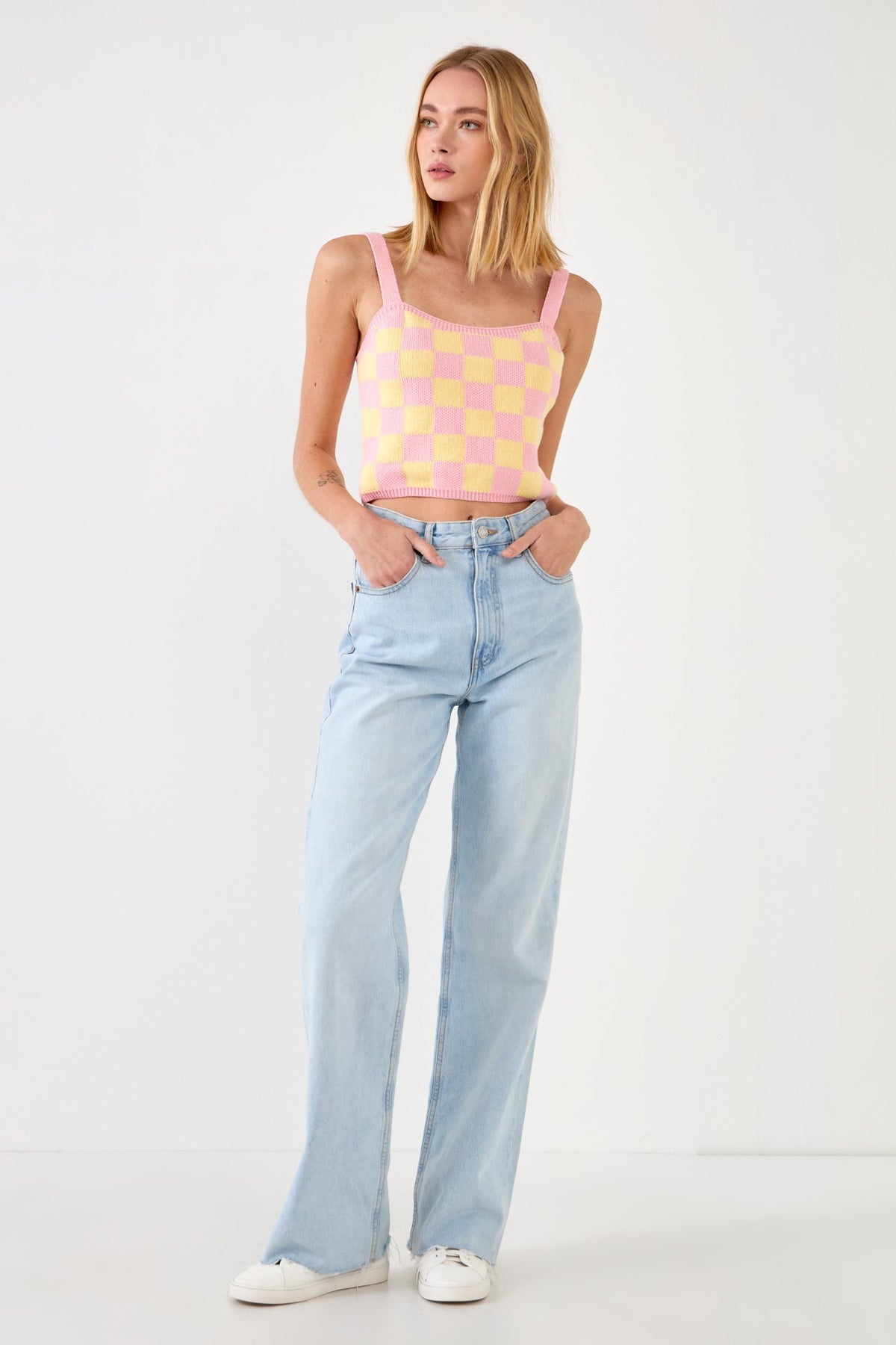 ENGLISH FACTORY - WOMEN CHECKERED KNIT SHIRT - SWEATERS & KNITS available at Objectrare