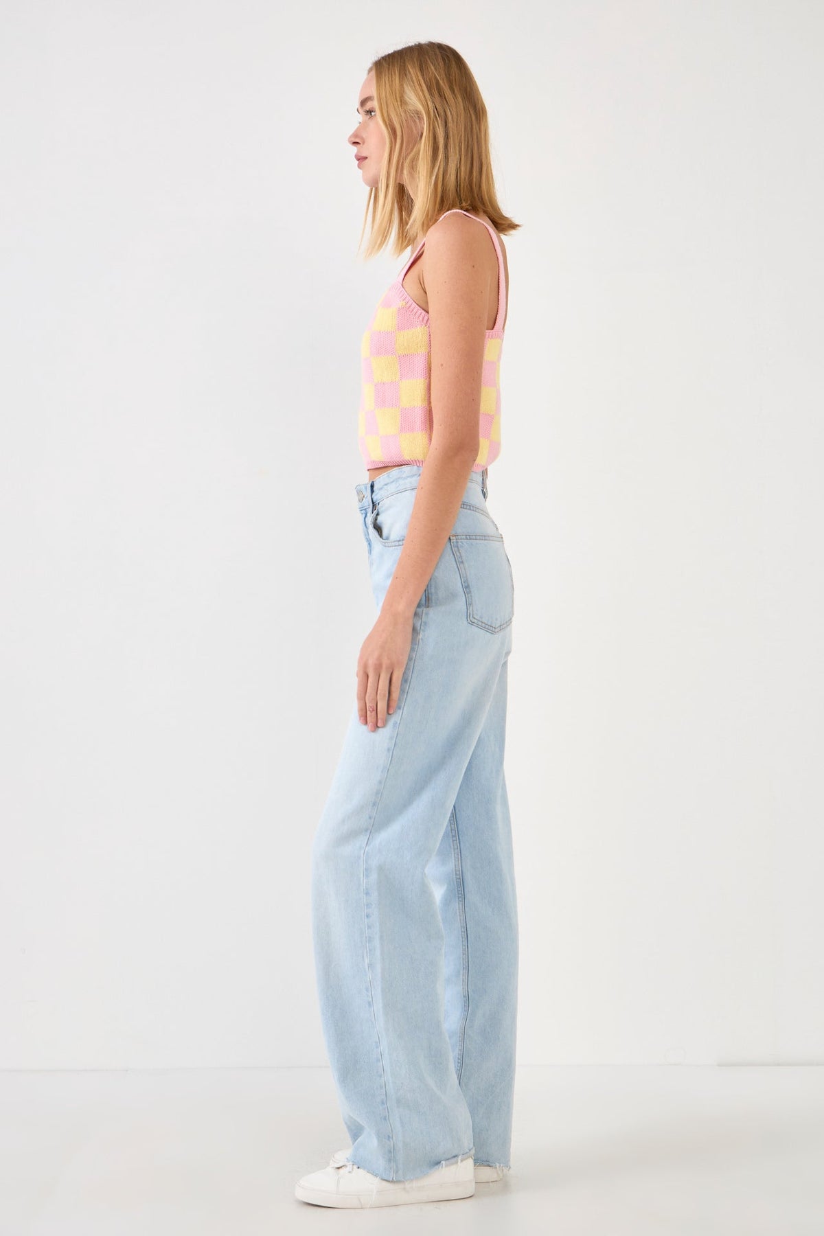 WOMEN CHECKERED KNIT SHIRT