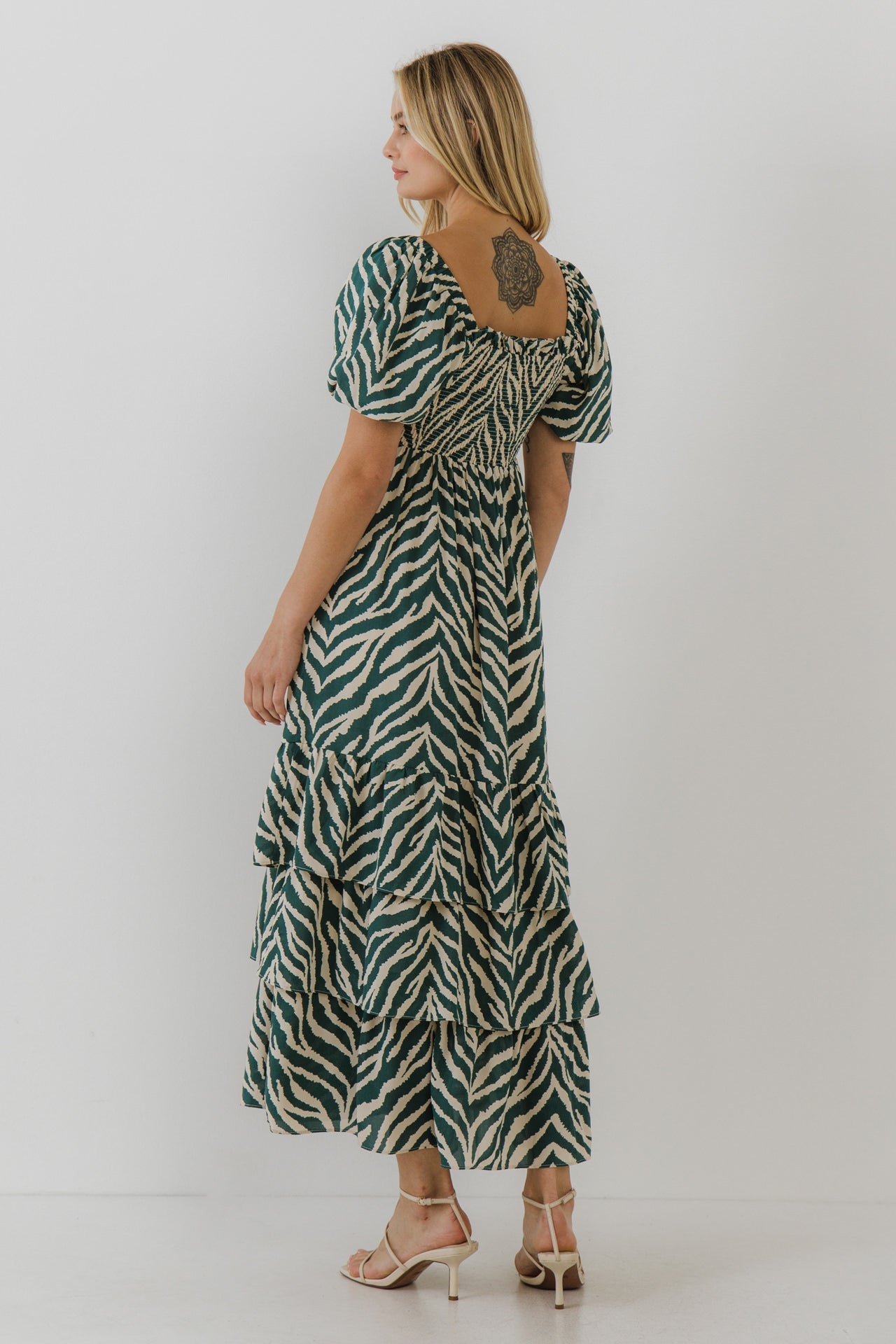 ENGLISH FACTORY - Tiger Print Smocked Midi Dress - DRESSES available at Objectrare