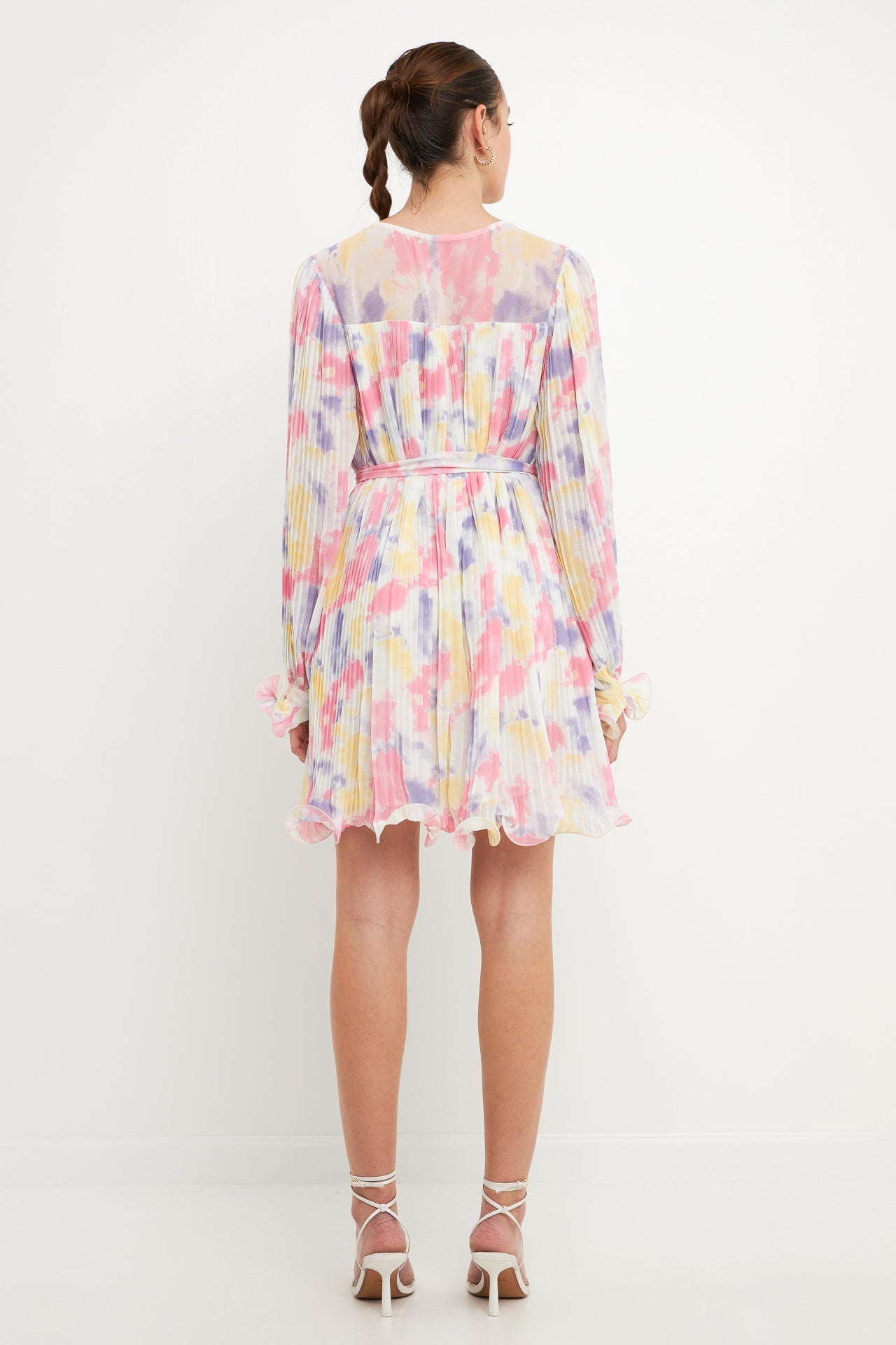 ENDLESS ROSE - Endless Rose - Tie-dye Chiffon Pleated Mini Dress - DRESSES available at Objectrare