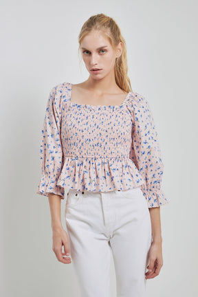 ENGLISH FACTORY - Floral Smocked Top - TOPS available at Objectrare