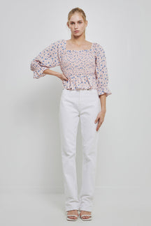 ENGLISH FACTORY - Floral Smocked Top - TOPS available at Objectrare