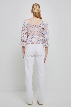 ENGLISH FACTORY - Floral Smocked Top - TOPS available at Objectrare