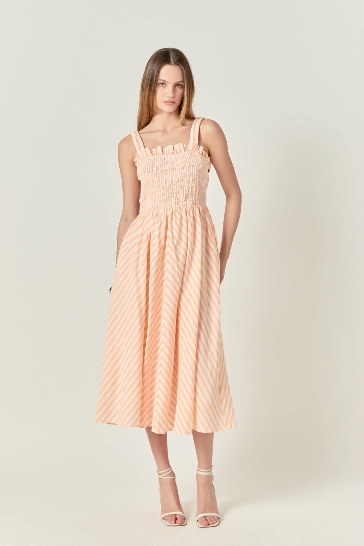 ENGLISH FACTORY - Striped Smocked Midi Dress - DRESSES available at Objectrare