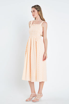 ENGLISH FACTORY - English Factory - Striped Smocked Midi Dress - DRESSES available at Objectrare