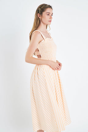 ENGLISH FACTORY - English Factory - Striped Smocked Midi Dress - DRESSES available at Objectrare