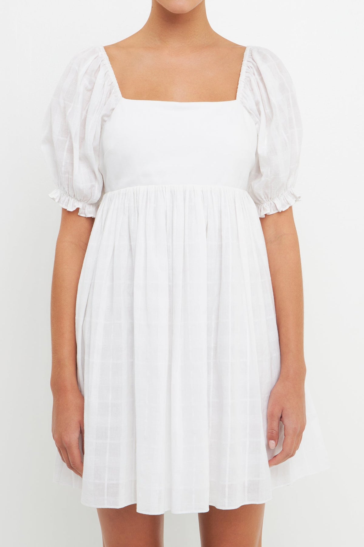 Mix Media Square Neck Mini Dress
