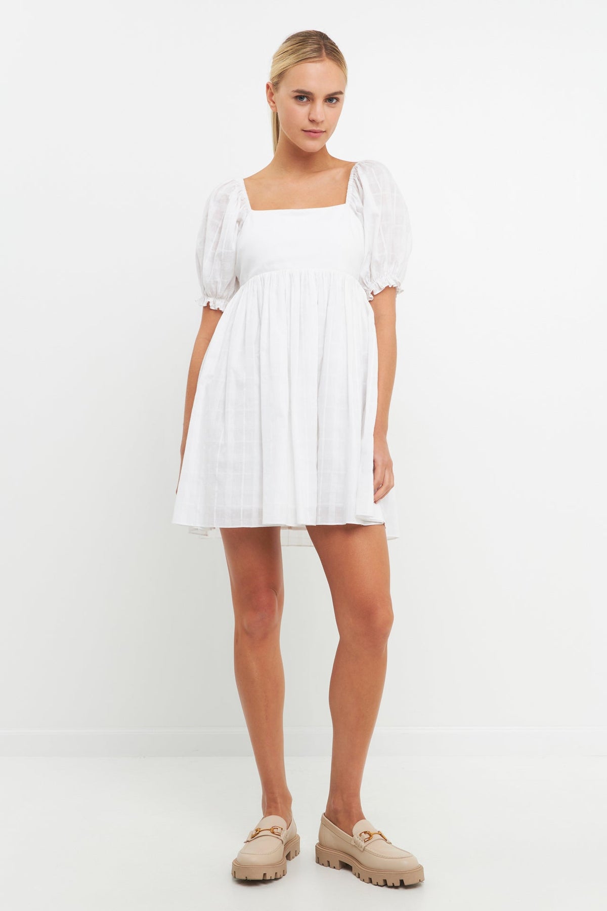 Mix Media Square Neck Mini Dress