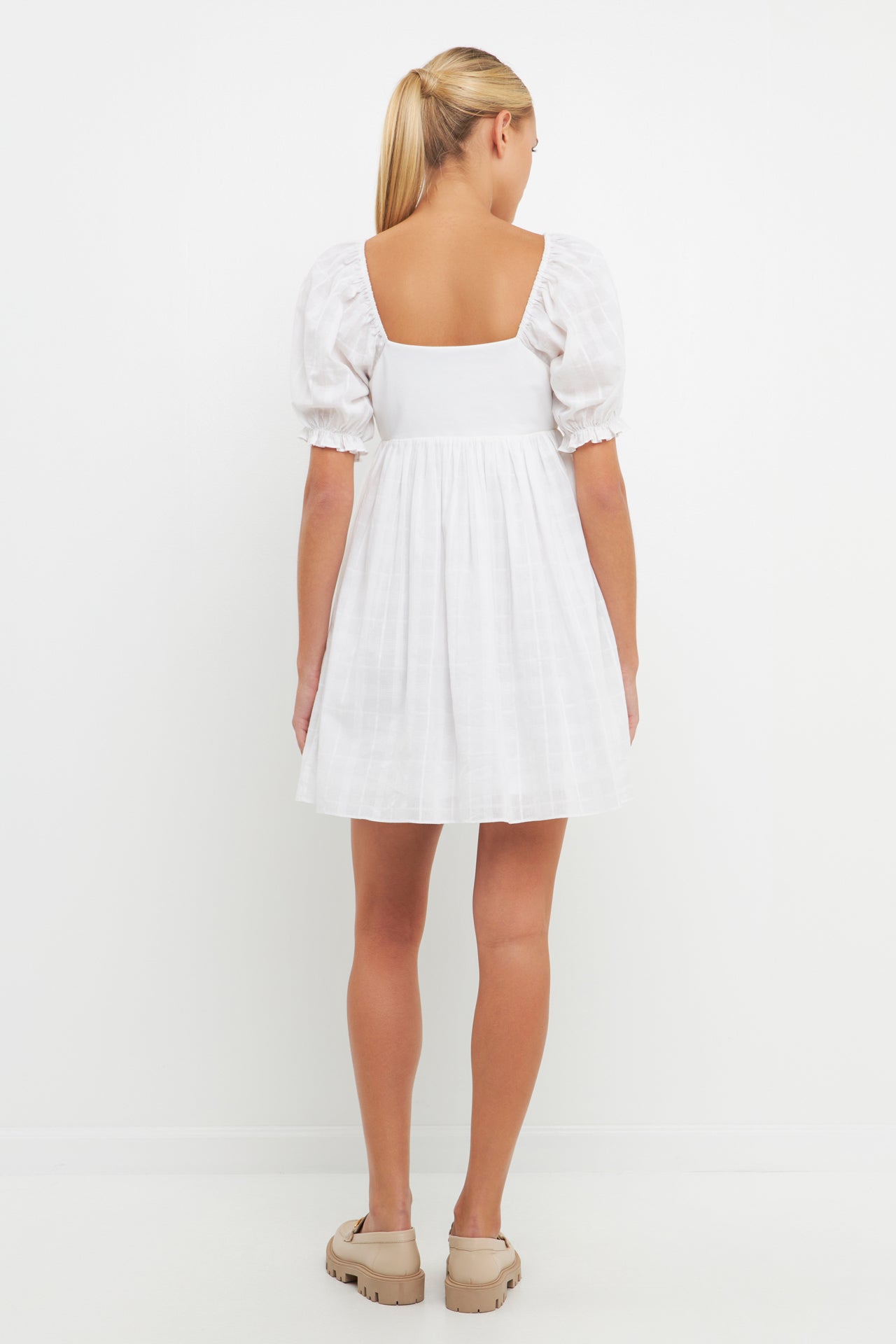 ENGLISH FACTORY - Mix Media Square Neck Mini Dress - DRESSES available at Objectrare
