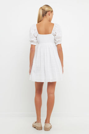 Mix Media Square Neck Mini Dress