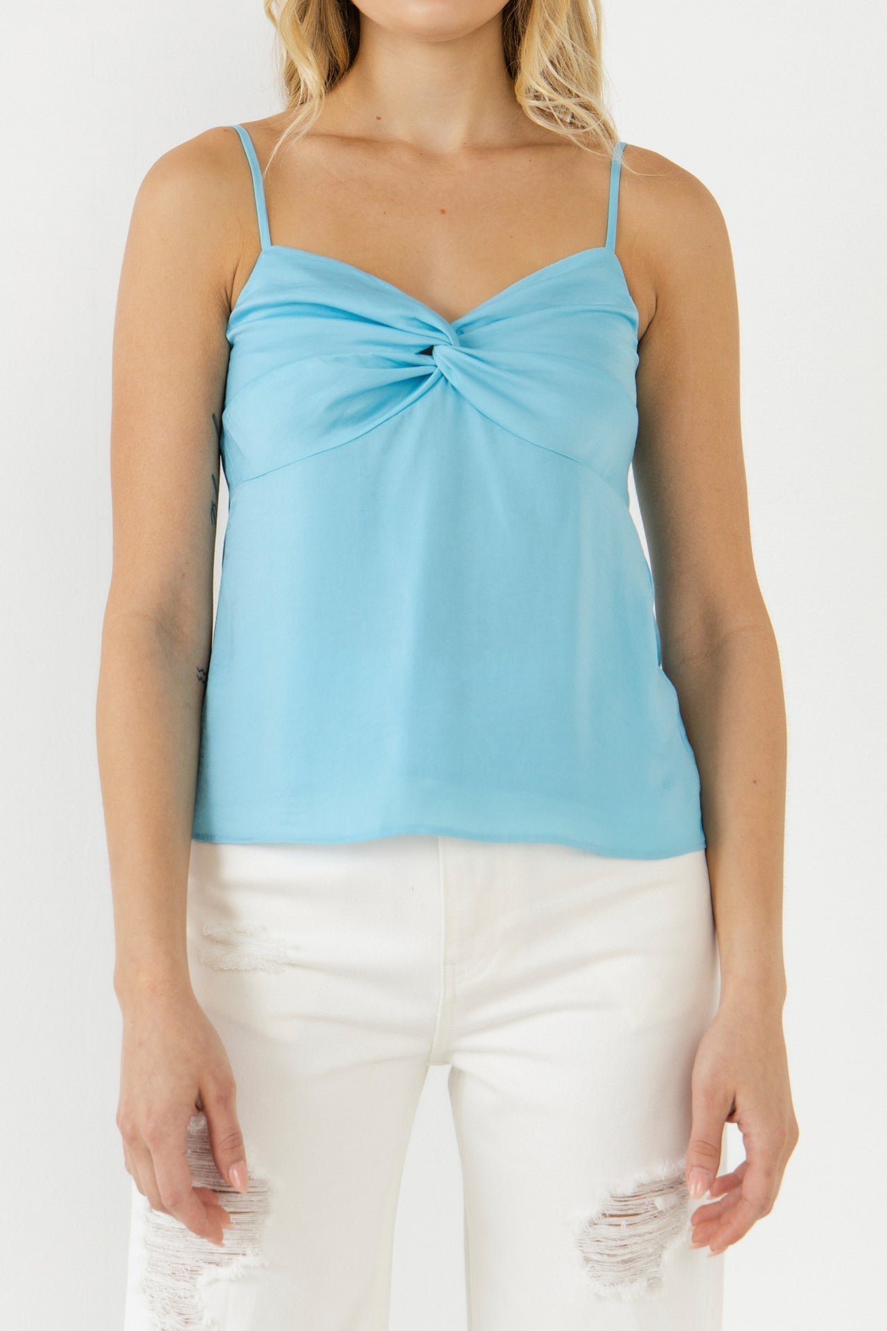 ENDLESS ROSE - Endless Rose - Satin Effect Knotted Top - CAMI TOPS & TANK available at Objectrare