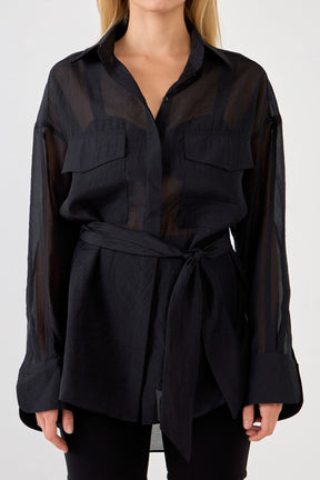 GREY LAB - Sheer Overshirt - Apparel & Accessories > Clothing > Tops available at Objectrare