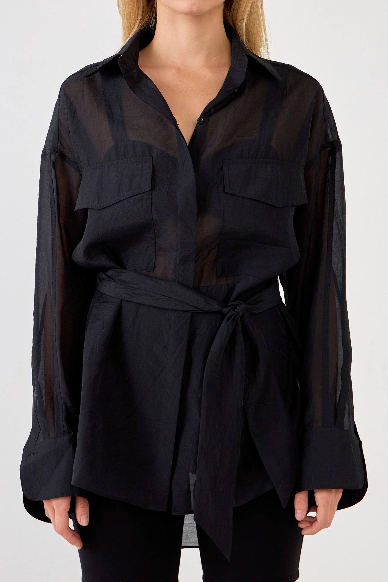 GREY LAB - Grey Lab - Sheer Overshirt - SHIRTS & BLOUSES available at Objectrare