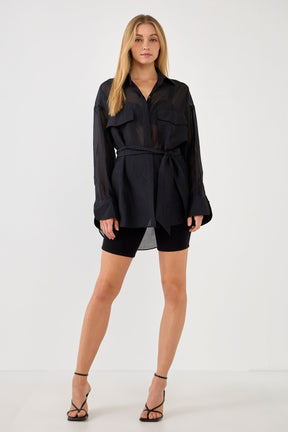GREY LAB - Sheer Overshirt - Apparel & Accessories > Clothing > Tops available at Objectrare