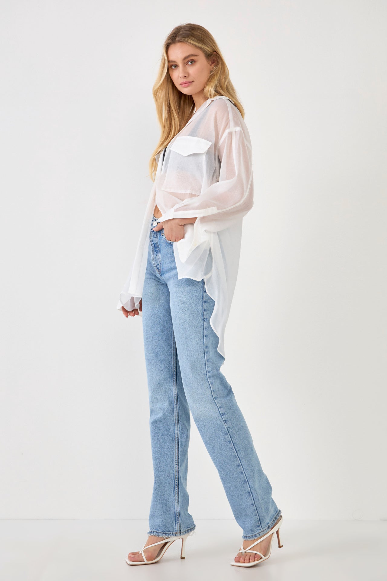 GREY LAB - Sheer Overshirt - Apparel & Accessories > Clothing > Tops available at Objectrare