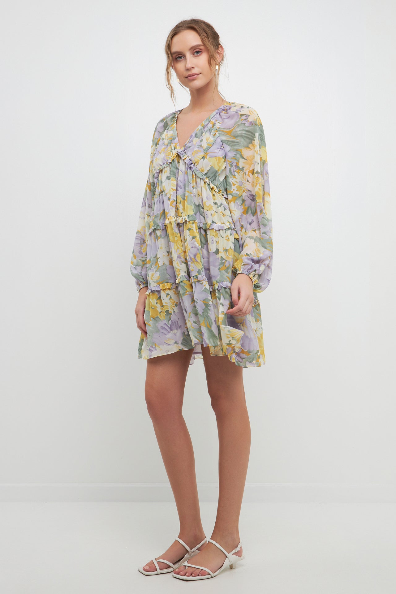 FREE THE ROSES - Voluminous Flowy Floral Mini Dress - DRESSES available at Objectrare