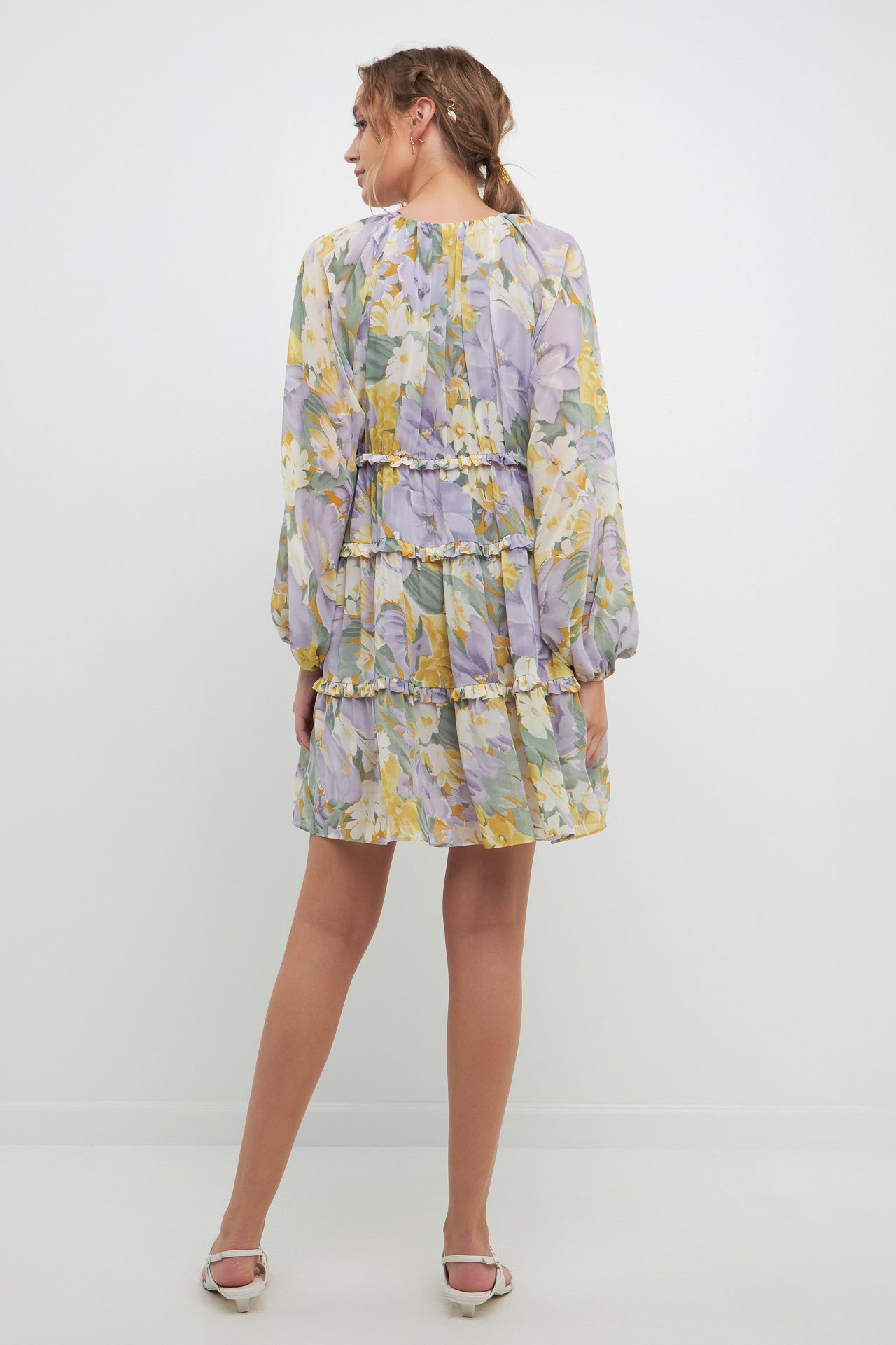 FREE THE ROSES - Voluminous Flowy Floral Mini Dress - DRESSES available at Objectrare