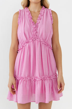ENGLISH FACTORY - Mini Dress with Ruffle - DRESSES available at Objectrare