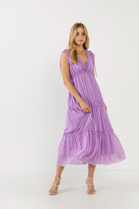 ENDLESS ROSE - Endless Rose - Flowy Maxi Dress with Ruffle - DRESSES available at Objectrare