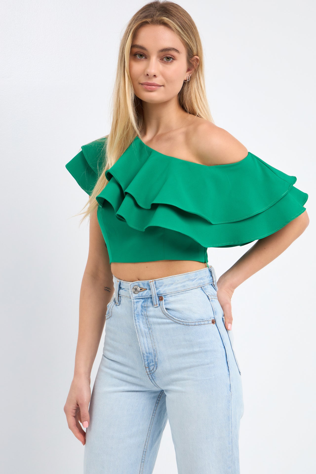 ENDLESS ROSE - Ruffled One Shoulder Top - TOPS available at Objectrare