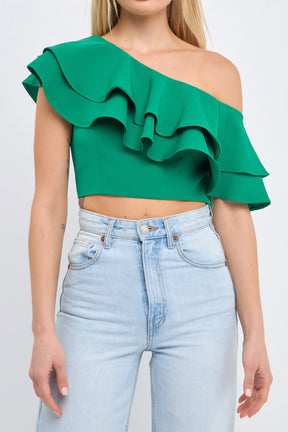 ENDLESS ROSE - Ruffled One Shoulder Top - TOPS available at Objectrare