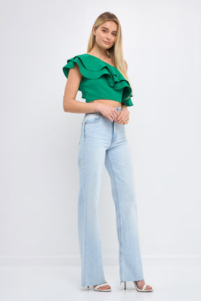 ENDLESS ROSE - Ruffled One Shoulder Top - TOPS available at Objectrare