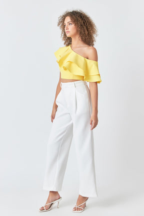 ENDLESS ROSE - Ruffled One Shoulder Top - TOPS available at Objectrare