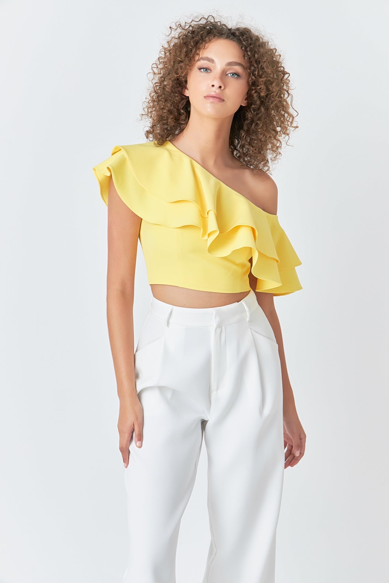 ENDLESS ROSE - Endless Rose - Ruffled One Shoulder Top - TOPS available at Objectrare