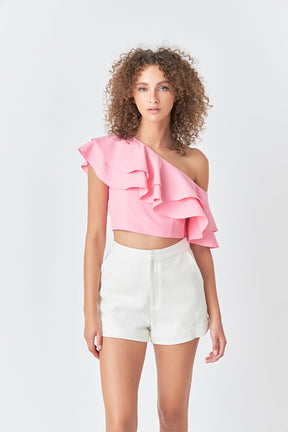 ENDLESS ROSE - Ruffled One Shoulder Top - TOPS available at Objectrare