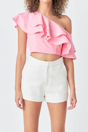ENDLESS ROSE - Ruffled One Shoulder Top - TOPS available at Objectrare
