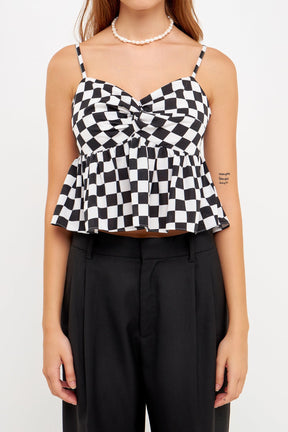 GREY LAB - Grey Lab - Knotted Checker Print Top - TOPS available at Objectrare