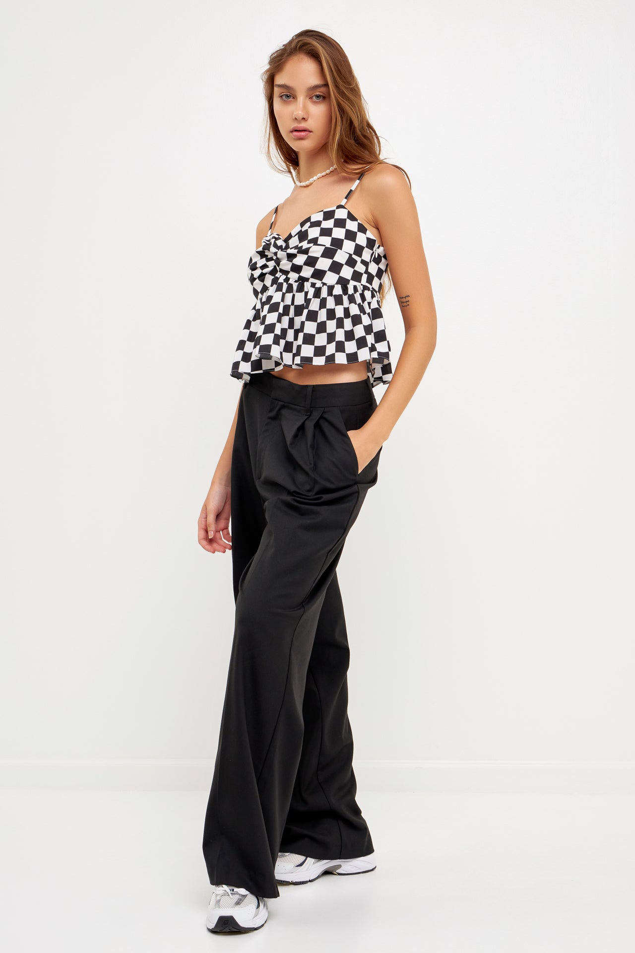 GREY LAB - Grey Lab - Knotted Checker Print Top - TOPS available at Objectrare