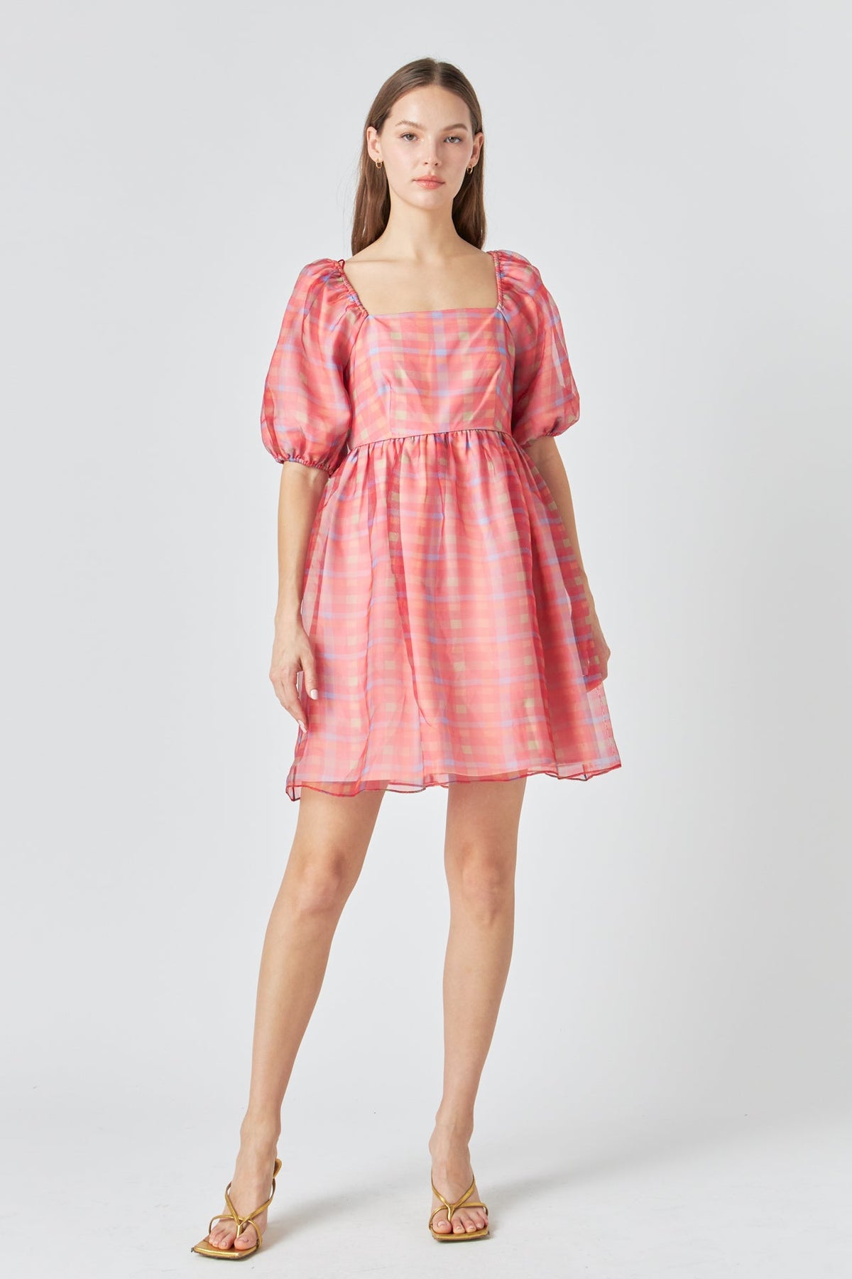 ENDLESS ROSE - Checker Puff Mini Dress - DRESSES available at Objectrare