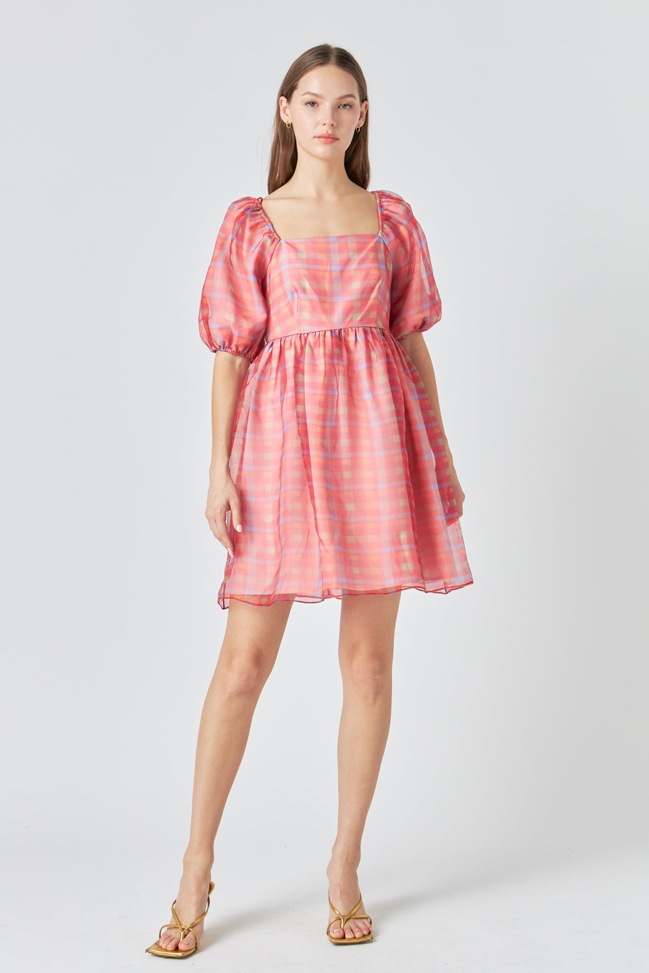 ENDLESS ROSE - Endless Rose - Checker Puff Mini Dress - DRESSES available at Objectrare