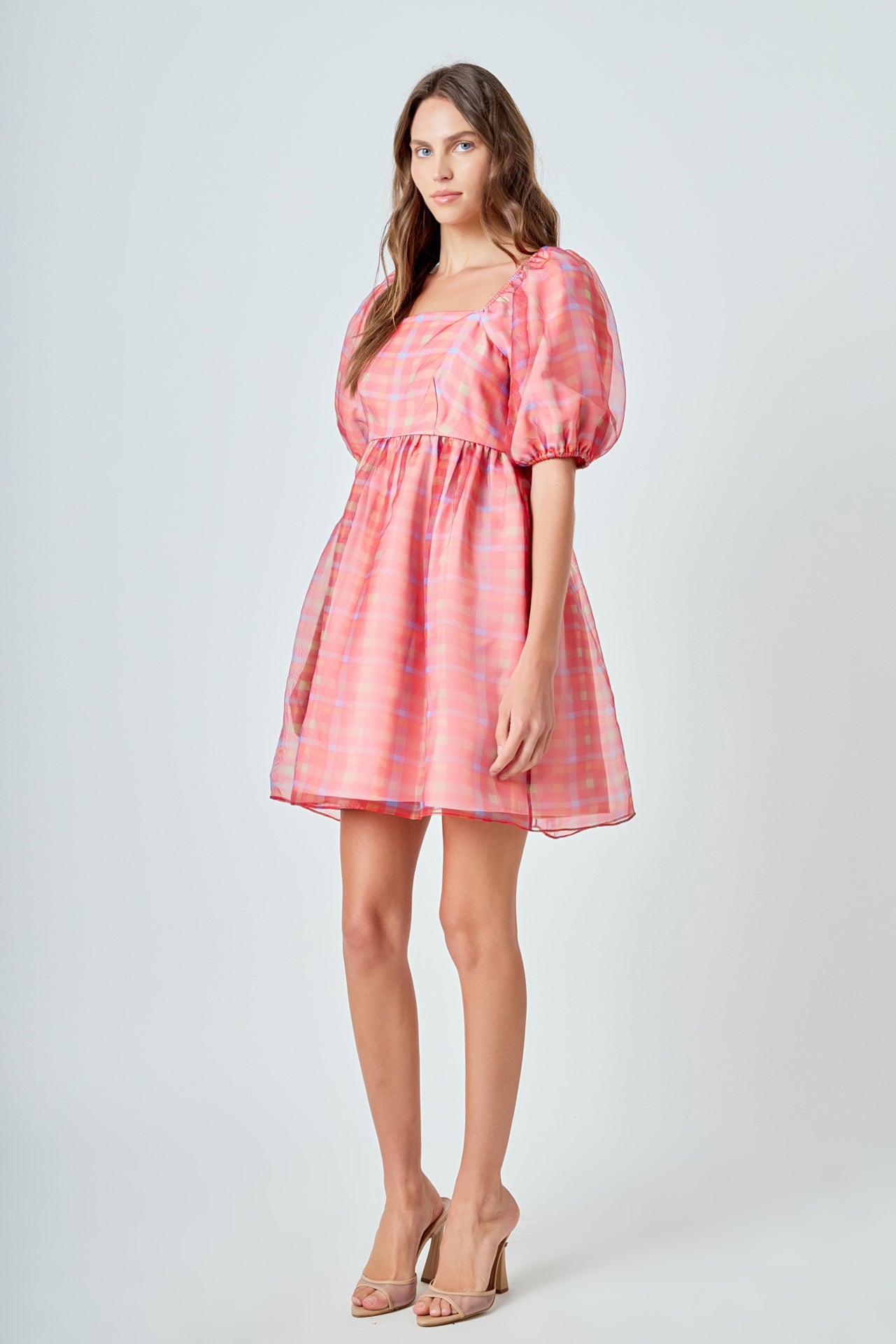 ENDLESS ROSE - Checker Puff Mini Dress - DRESSES available at Objectrare
