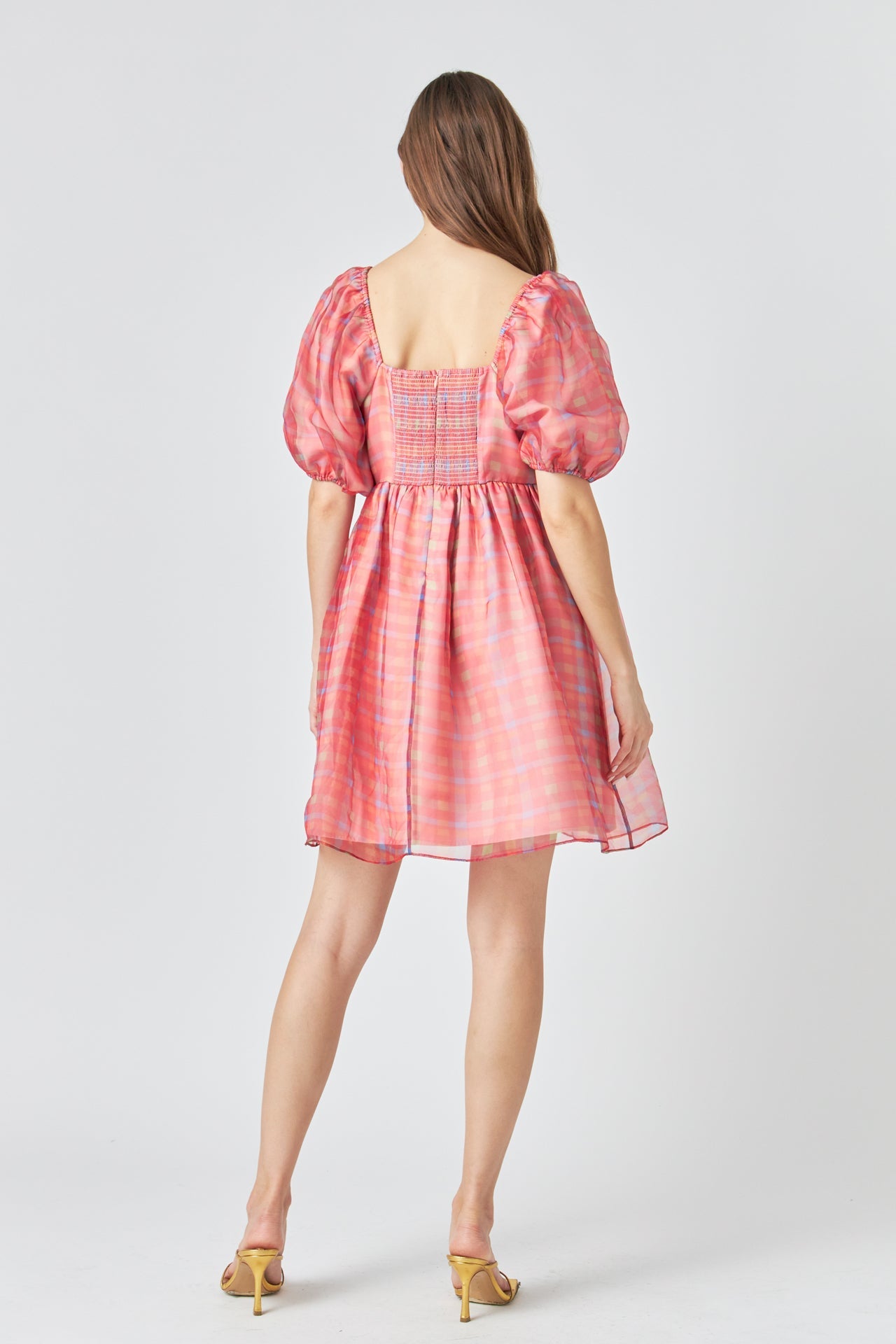 ENDLESS ROSE - Endless Rose - Checker Puff Mini Dress - DRESSES available at Objectrare