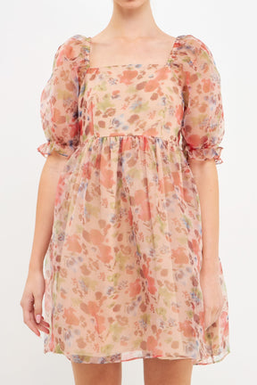 ENDLESS ROSE - Floral Puff Mini Dress - DRESSES available at Objectrare