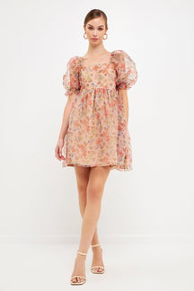 ENDLESS ROSE - Floral Puff Mini Dress - DRESSES available at Objectrare