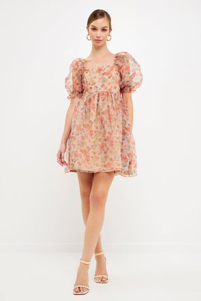 ENDLESS ROSE - Floral Puff Mini Dress - DRESSES available at Objectrare
