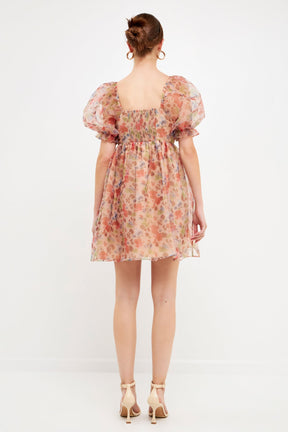 ENDLESS ROSE - Floral Puff Mini Dress - DRESSES available at Objectrare
