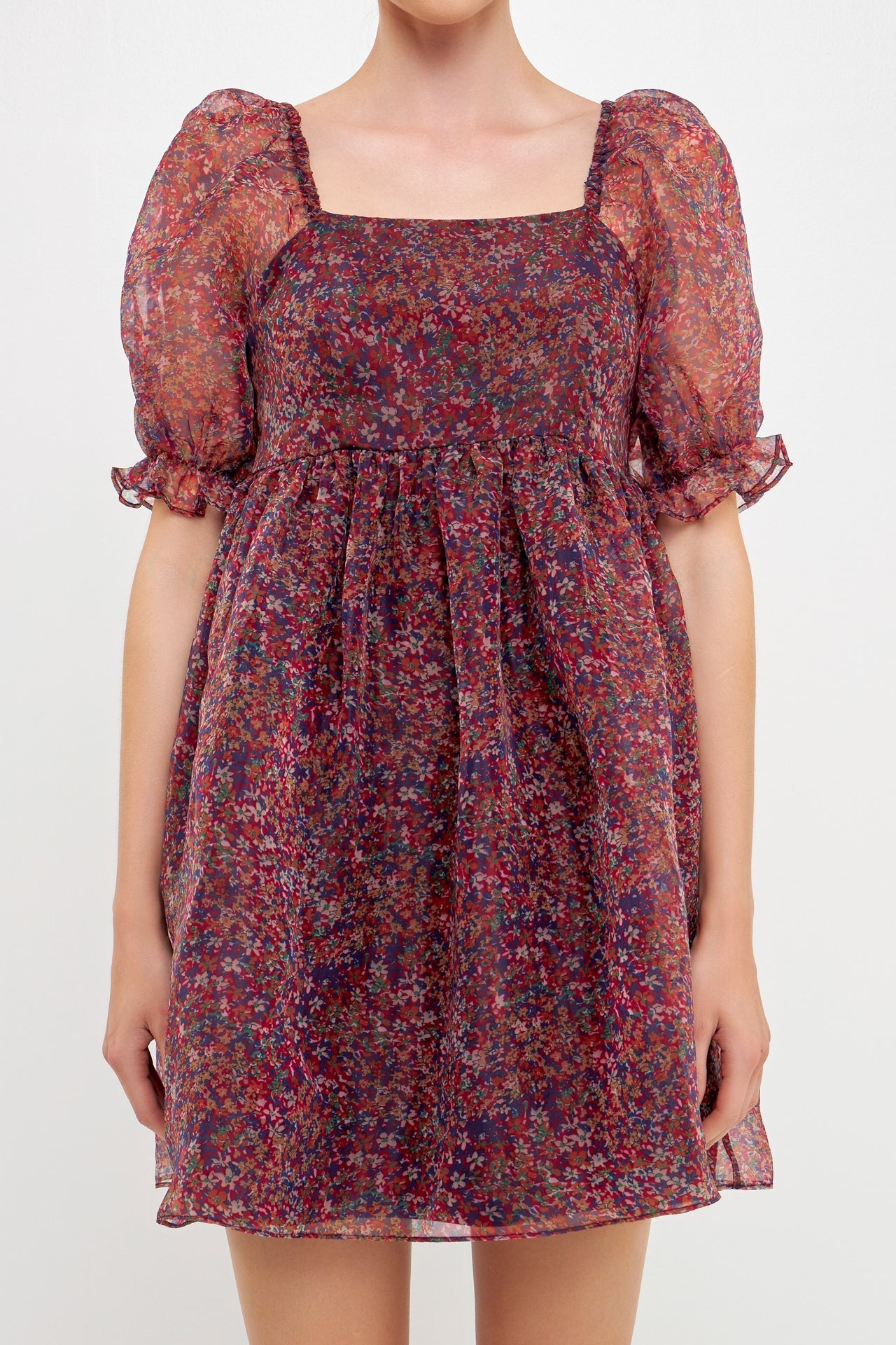 ENDLESS ROSE - Floral Puff Mini Dress - DRESSES available at Objectrare