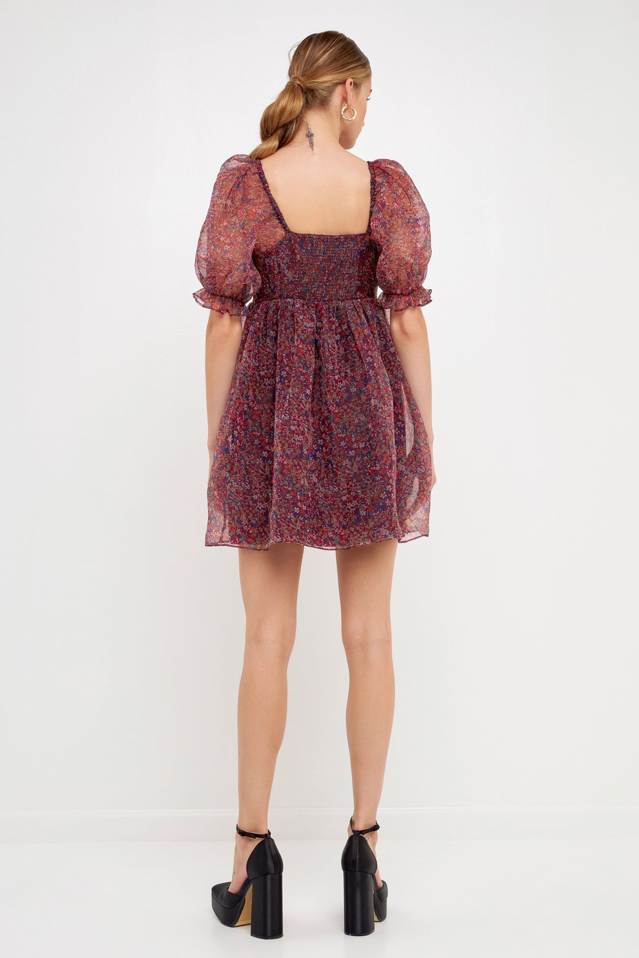ENDLESS ROSE - Floral Puff Mini Dress - DRESSES available at Objectrare