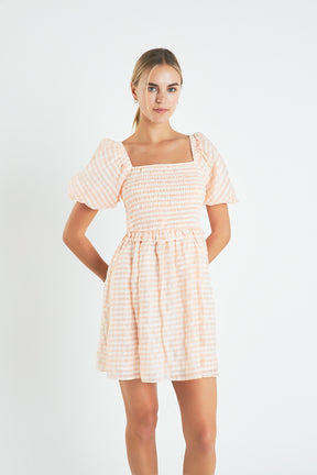ENGLISH FACTORY - Plaid Smocked Mini Dress - DRESSES available at Objectrare