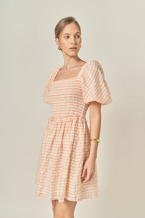 ENGLISH FACTORY - Plaid Smocked Mini Dress - DRESSES available at Objectrare